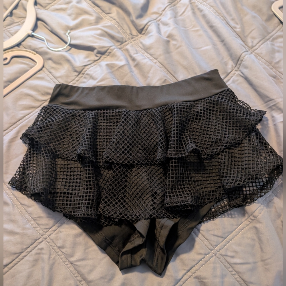 SHEIN Black Mesh Detail Shorts